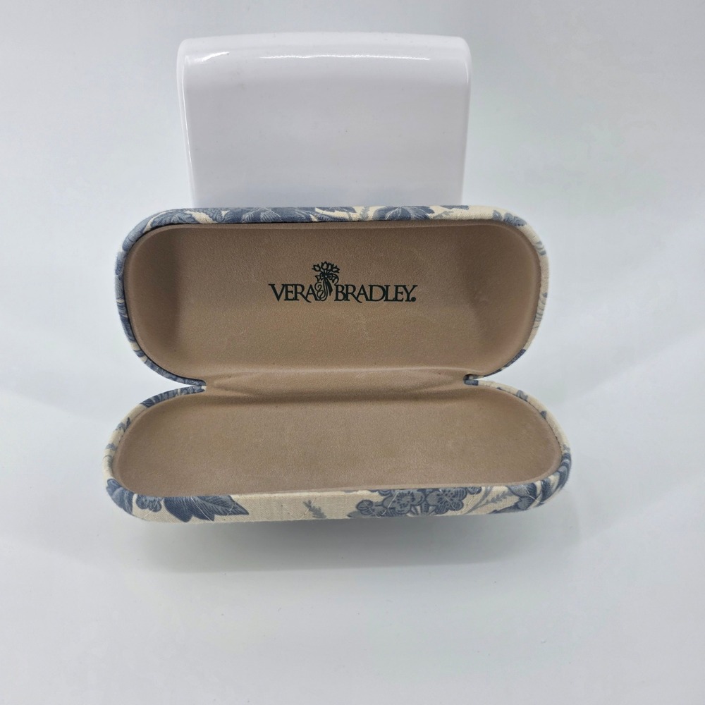 Vera Bradley Blue Floral Toile Quilted Hard Shell Eyeglass Sunglasses Case ONLY